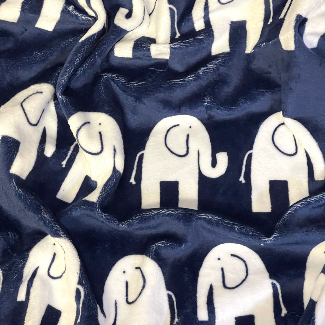 Elephants in Navy Blanket